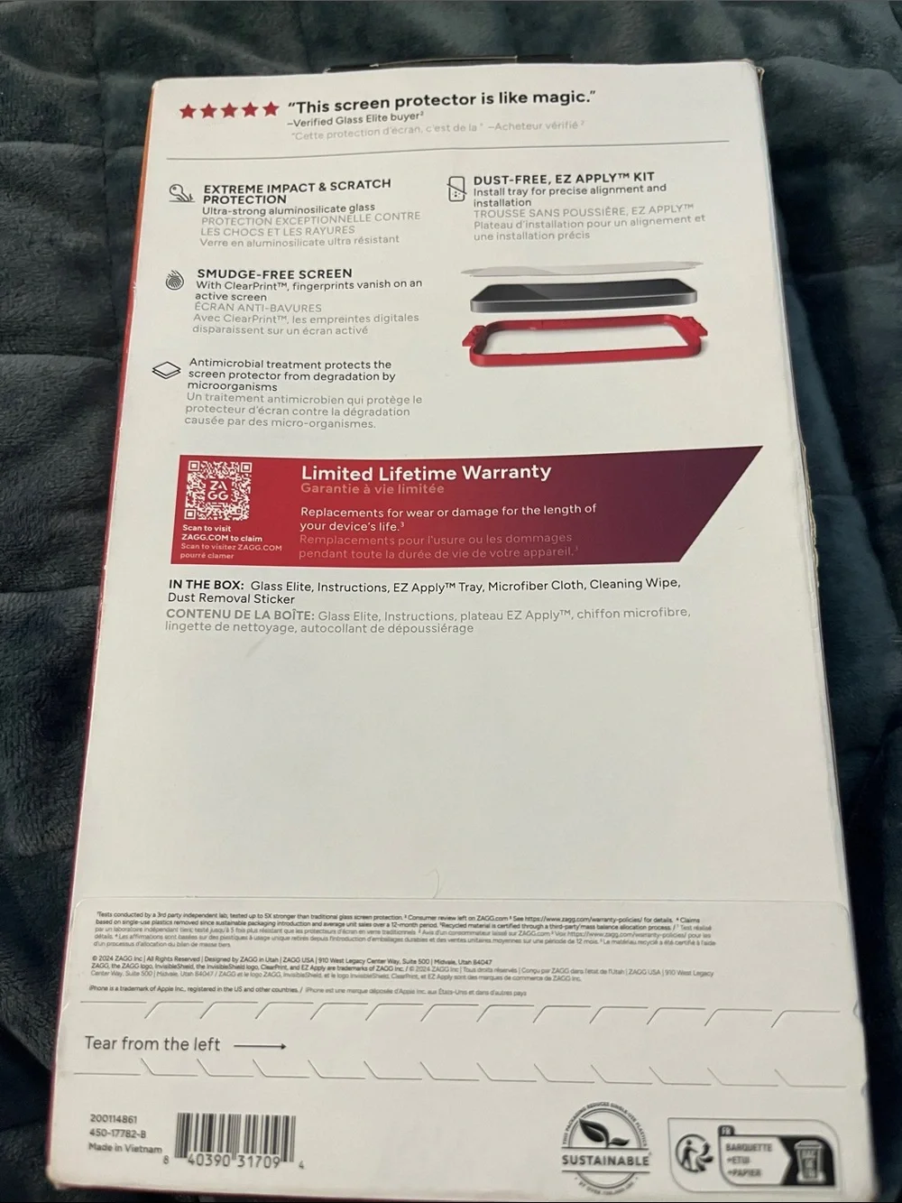 ZAGG Glass Elite Tempered Screen Protector for iPhone 16 Pro Max - Red Packaging